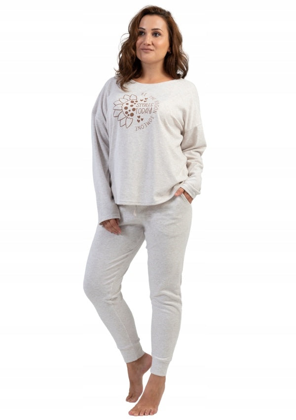 Piżama Damska Vienetta, Be The Reason, Beżowy, r. 1XL-4XL image 0