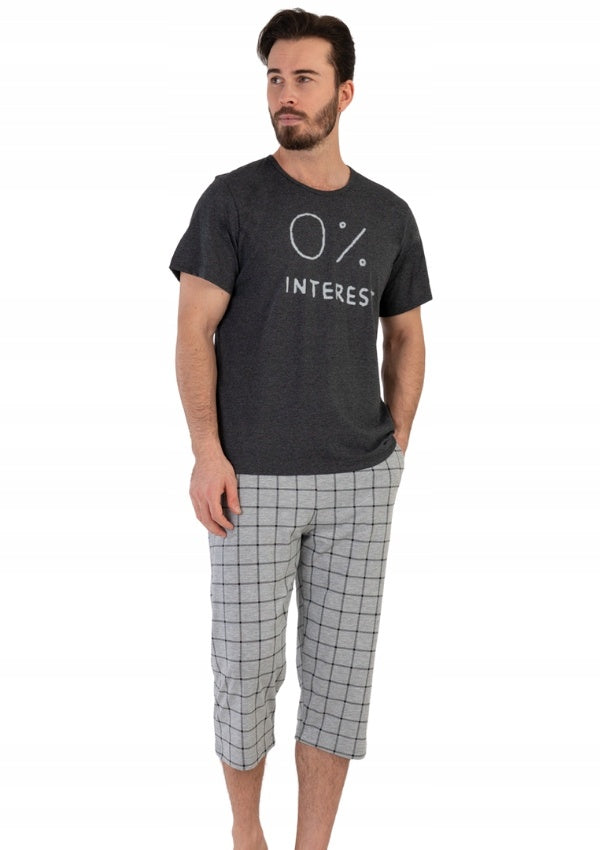 Piżama Męska Vienetta, 0% Interest, Szara, r. 1XL-4XL