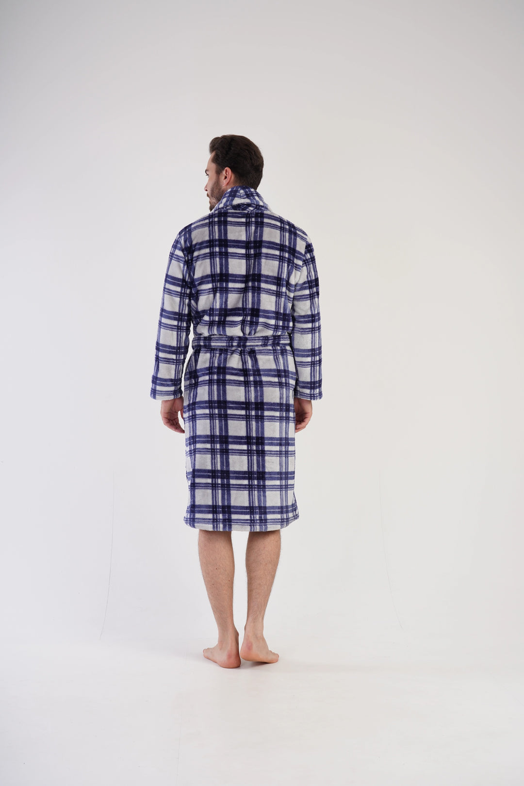 Szlafrok męski Vienetta Masculine Slumber, szaro-granatowy, r. M-XXL image 5