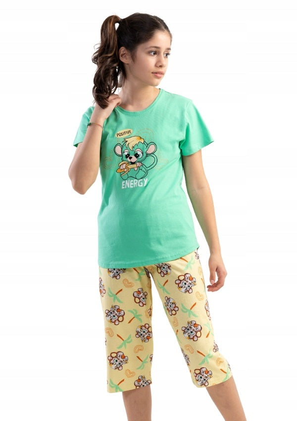 Piżama Dziewczęca Vienetta, Positive Energy, Zielona, r. 110-122 image 0