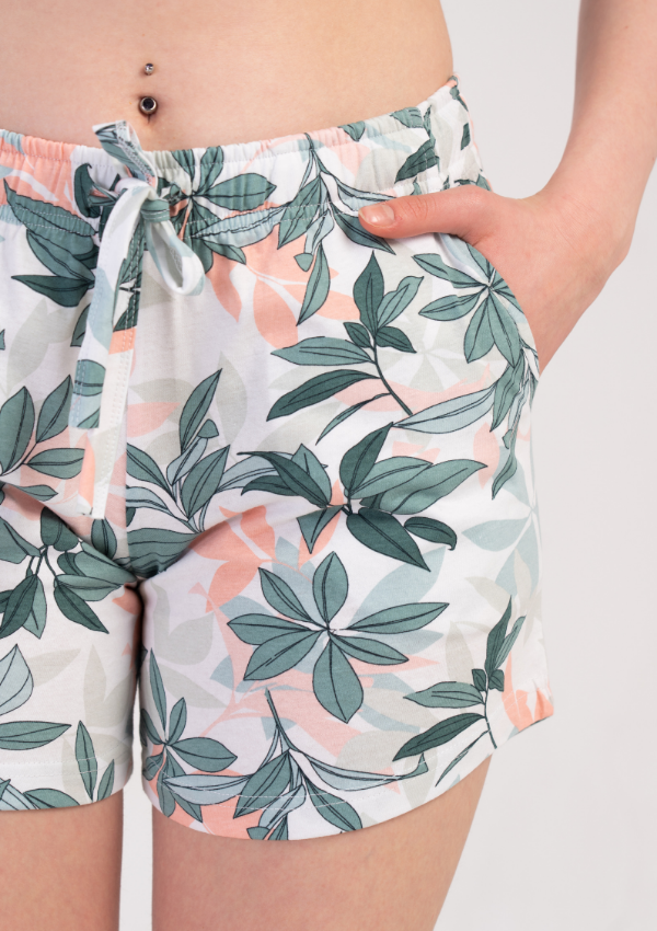 Shorty Damskie Vienetta Tropical Shorts, Biały, r. S-XL image 0