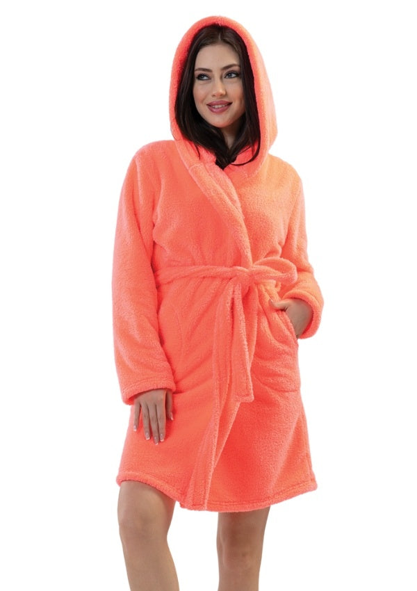 Szlafrok damski Vienetta, Pink Neon, Różowy, r. S-L