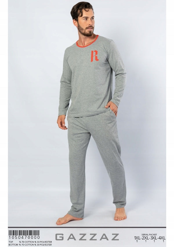 Piżama Męska Vienetta, Red R, Szara, r. 1XL-4XL