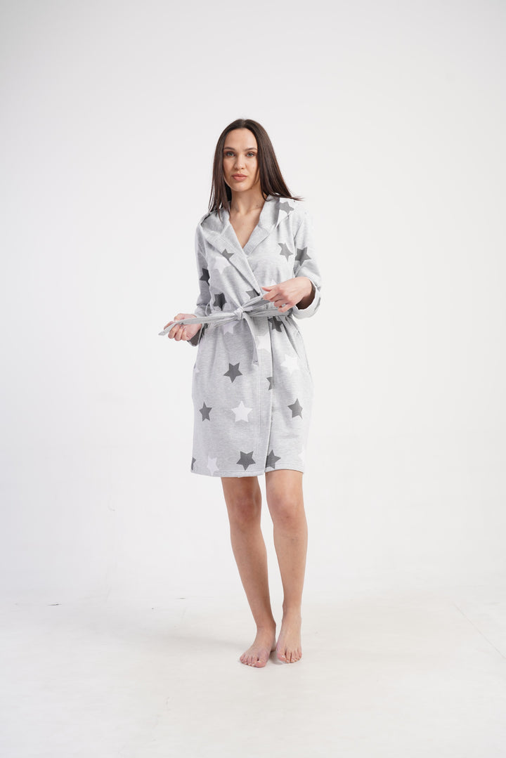 Szlafrok damski Vienetta Star Warmth, Szary, r. S - XL