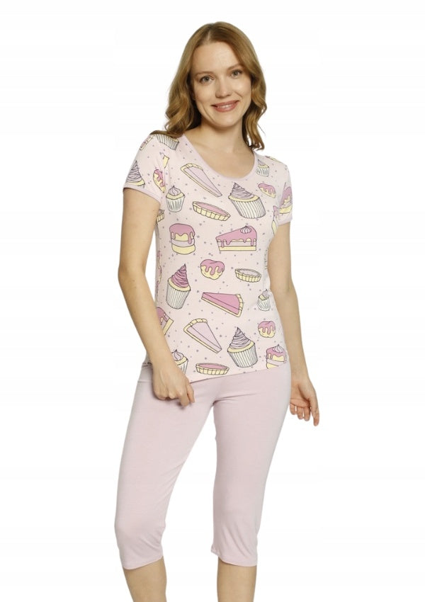 Piżama Damska Vienetta, Birthday Party, Różowy, r. S-XL