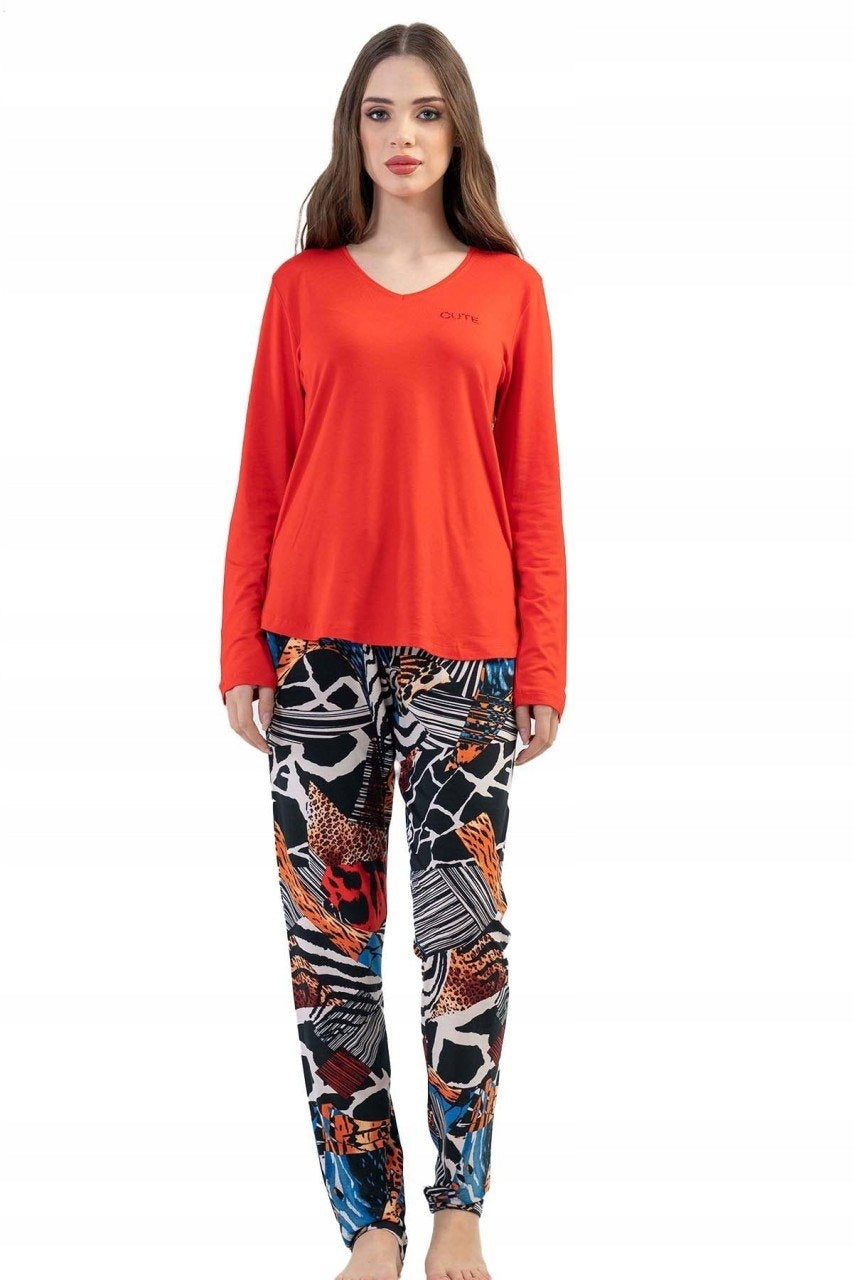 Piżama Damska Vienetta, Crazy Things, Czerwony, r. S-XL