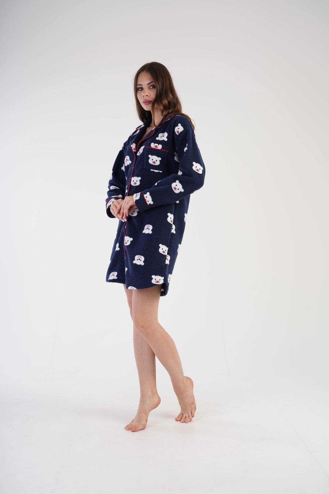 Koszula Nocna polarowa Vienetta Polar Peak, granatowa, r. S-XL image 3