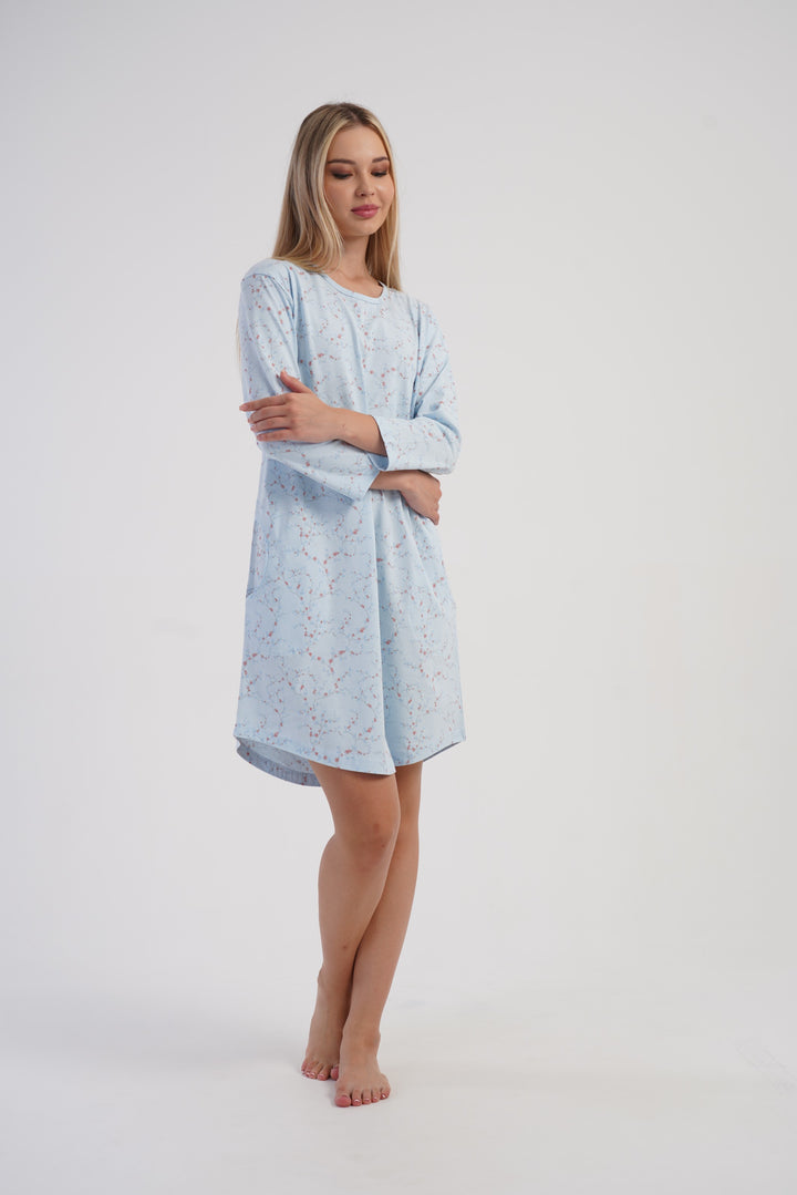 Koszula Nocna Damska Vienetta Cozy Blue, Niebieski, r. M - XXL