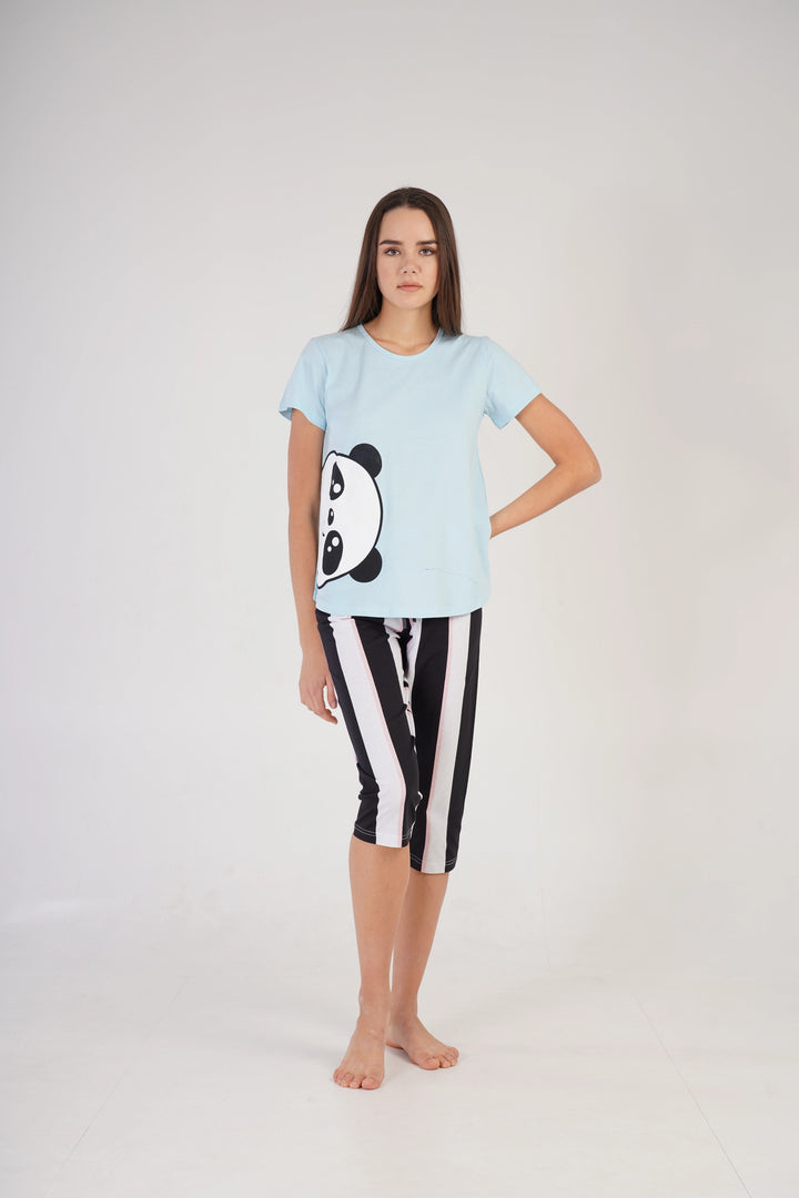 Piżama Damska Vienetta Panda Pals Blue, niebieska, r. S-XL image 2