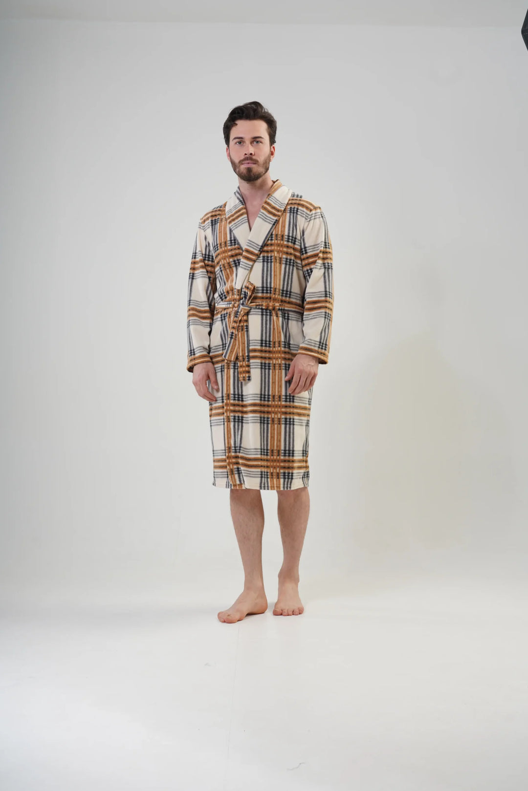 Szlafrok męski polarowy Vienetta Cozy Gentleman, Beżowy, r. M-XXL image 1