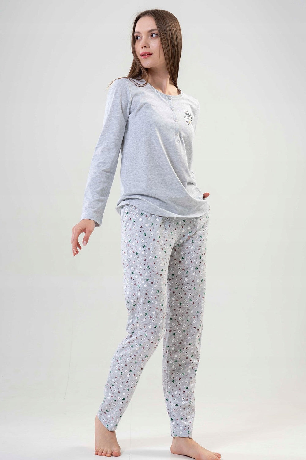 Piżama Damska Vienetta, Believe You, Szara, r. M-XXL image 1