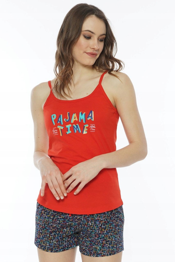 Piżama Damska Vienetta, Pajama Time, Czerwony, r. S-XL