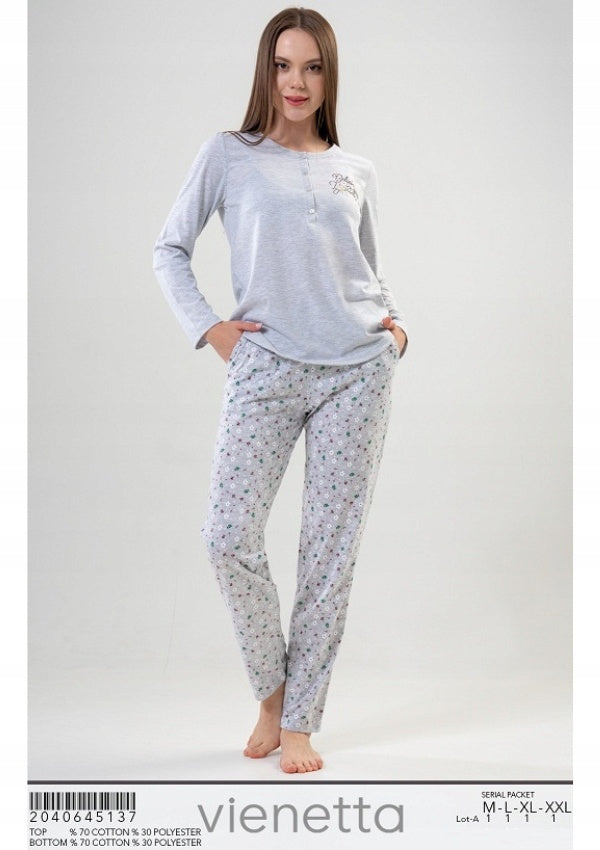 Piżama Damska Vienetta, Believe You, Szara, r. M-XXL image 4
