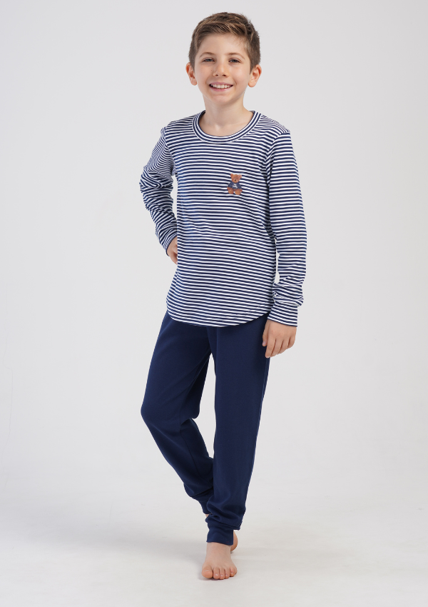 Piżama chłopięca Vienetta Bear Stripes, Granatowy, r. 128-158