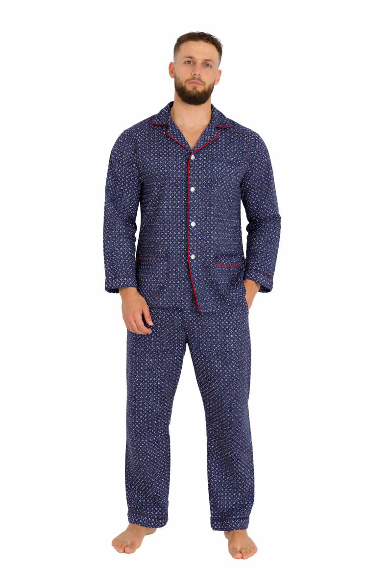 Piżama Męska Flannel Comfort, Niebieski, r. M- XXXL
