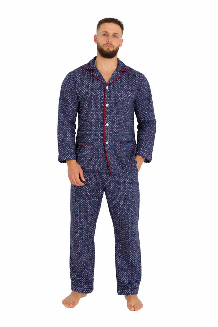 Piżama Męska Flannel Comfort, Niebieski, r. M- XXXL