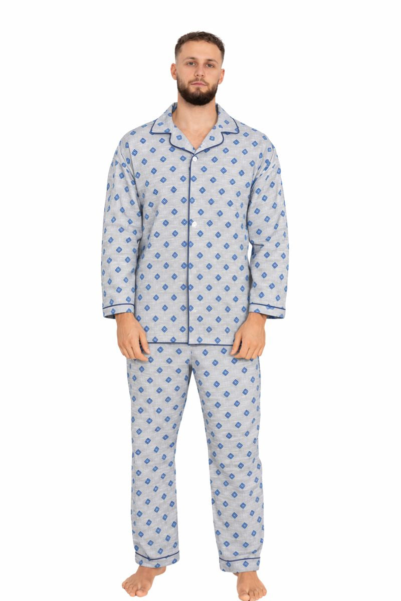 Piżama Męska Flannel Comfort, Niebieski, r. M- XXXL