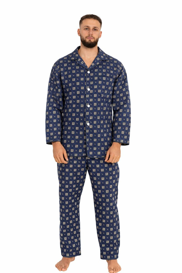 Piżama Męska Flannel Comfort, Niebieski, r. M- XXXL
