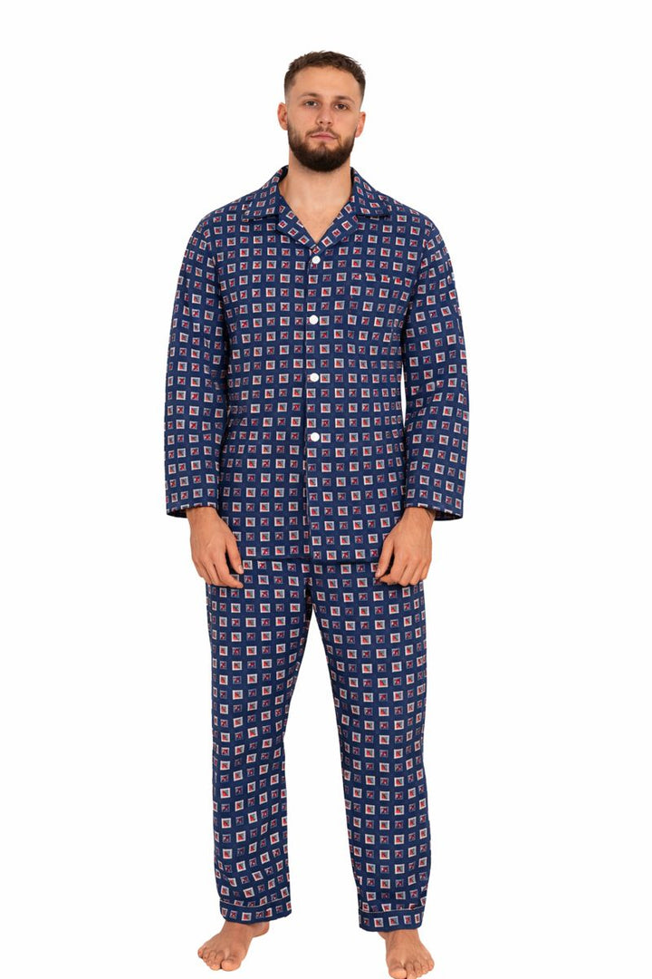 Piżama Męska Flannel Comfort, Niebieski, r. M- XXXL
