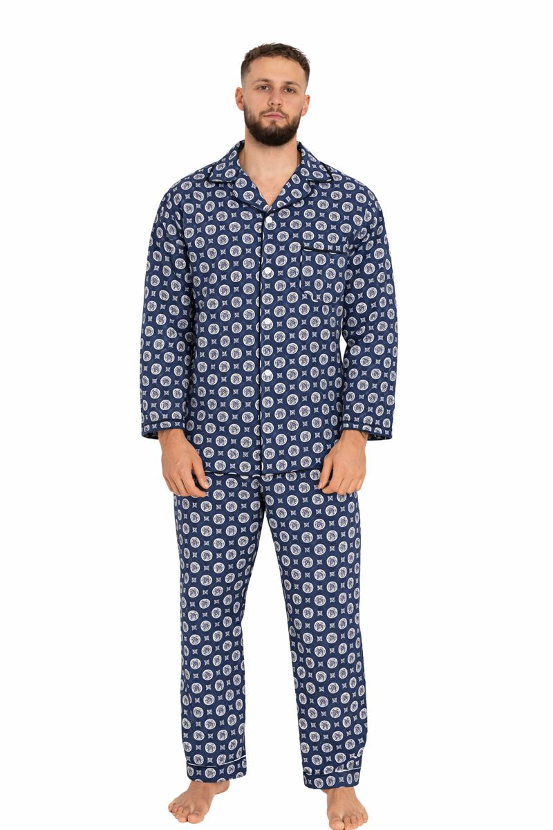 Piżama Męska Flannel Comfort, Niebieski, r. M- XXXL
