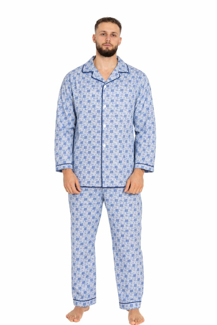 Piżama Męska Flannel Comfort, Niebieski, r. M- XXXL