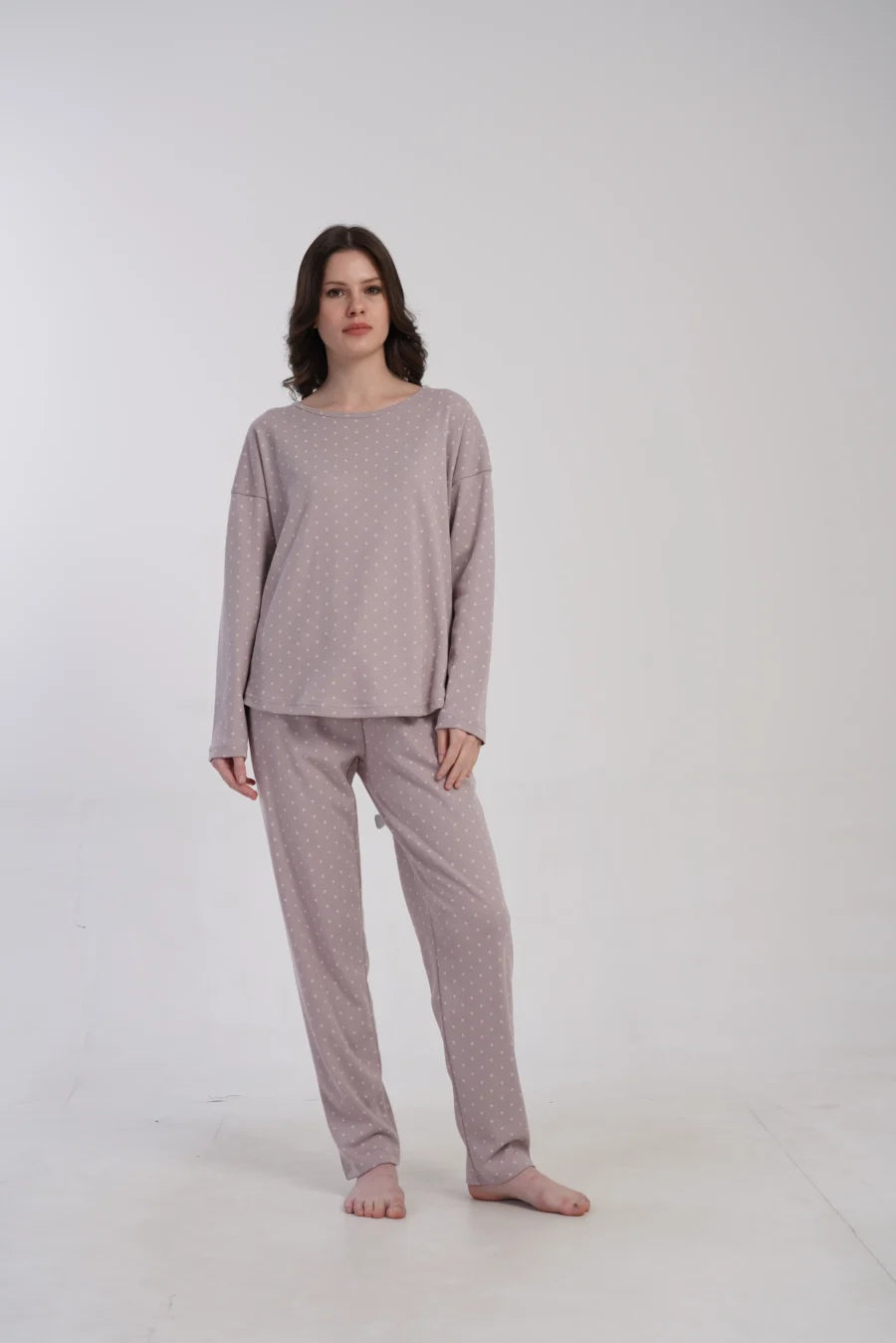 Piżama Damska Vienetta Dotty Night, Wrzosowy, r. S-XL