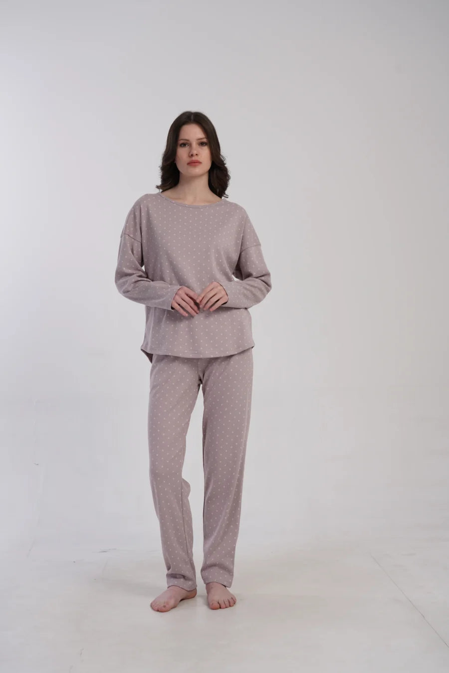 Piżama Damska Vienetta Dotty Night, Wrzosowy, r. S-XL