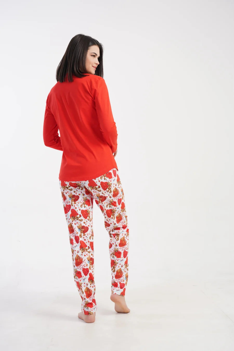 Piżama Damska Vienetta Sweet Bear, Czerwony, r. S-XL