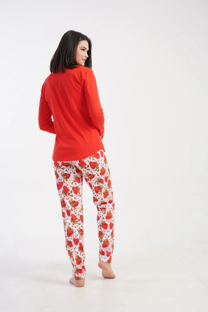 Piżama Damska Vienetta Sweet Bear, Czerwony, r. S-XL