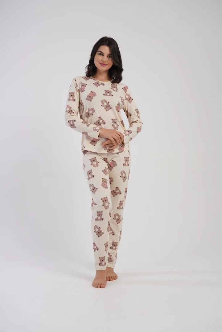 Piżama Damska Vienetta Sweet Bears, Beżowy, r. S-XL