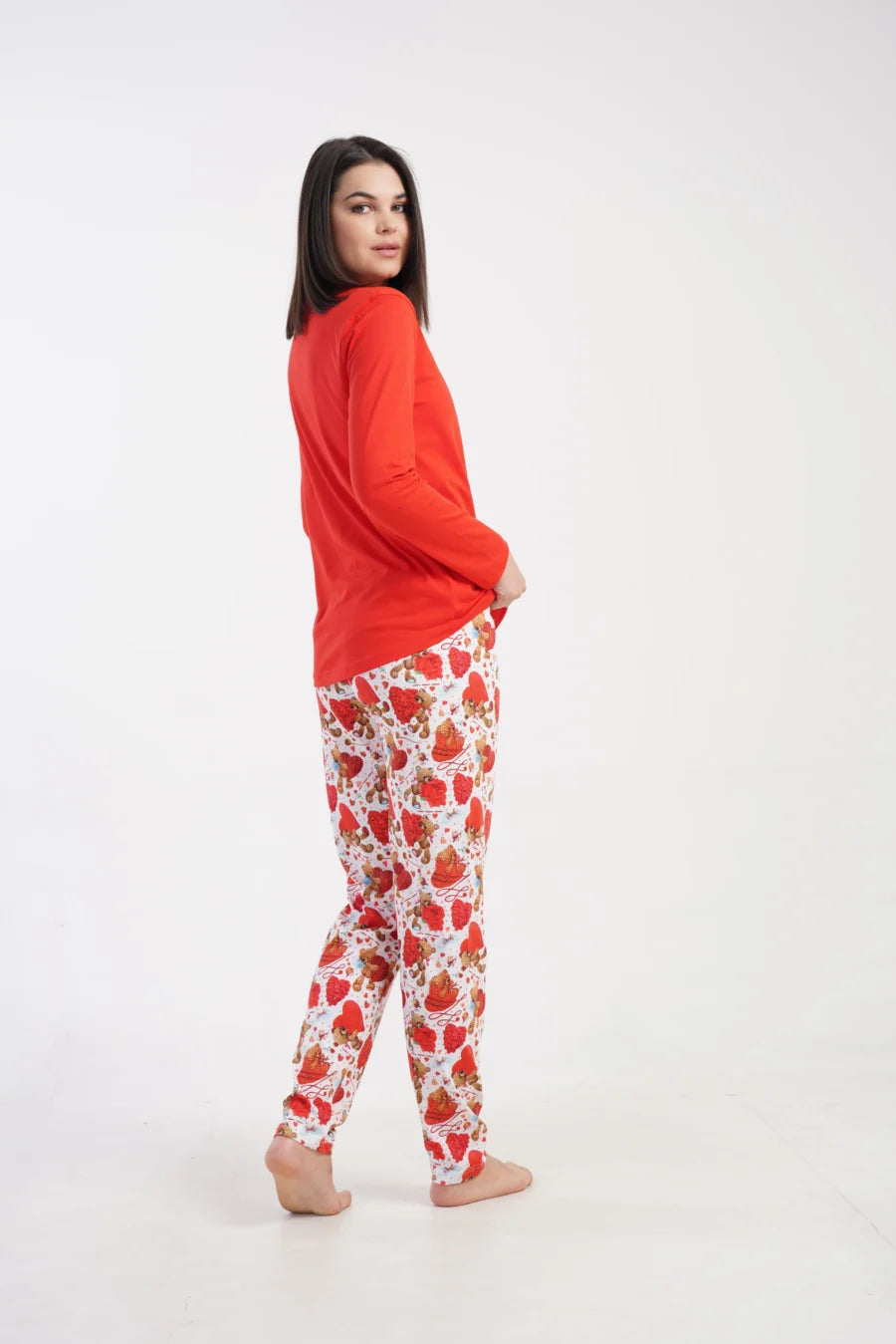 Piżama Damska Vienetta Sweet Bear, Czerwony, r. S-XL