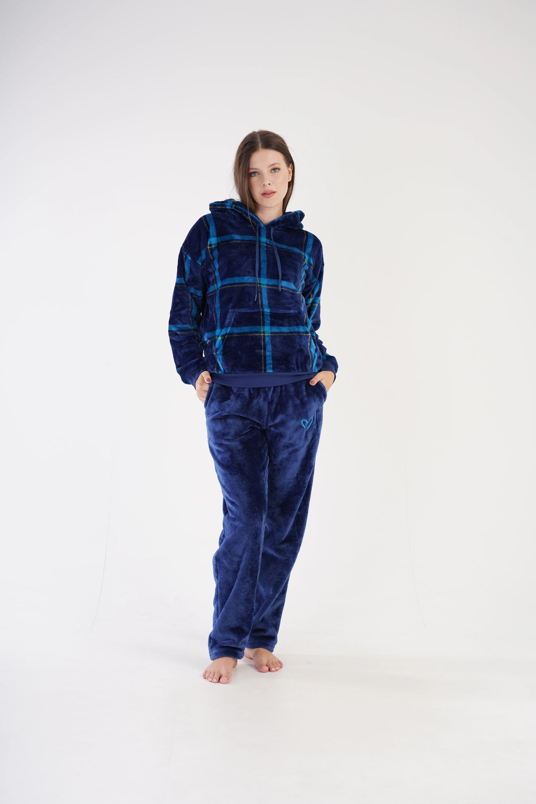 Piżama Damska Softowa Vienetta Comfy Cove, granatowa, r. S-XL