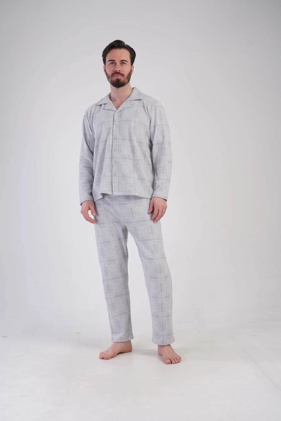 Piżama Męska Vienetta Grey Check, Szary, r. M-XXL