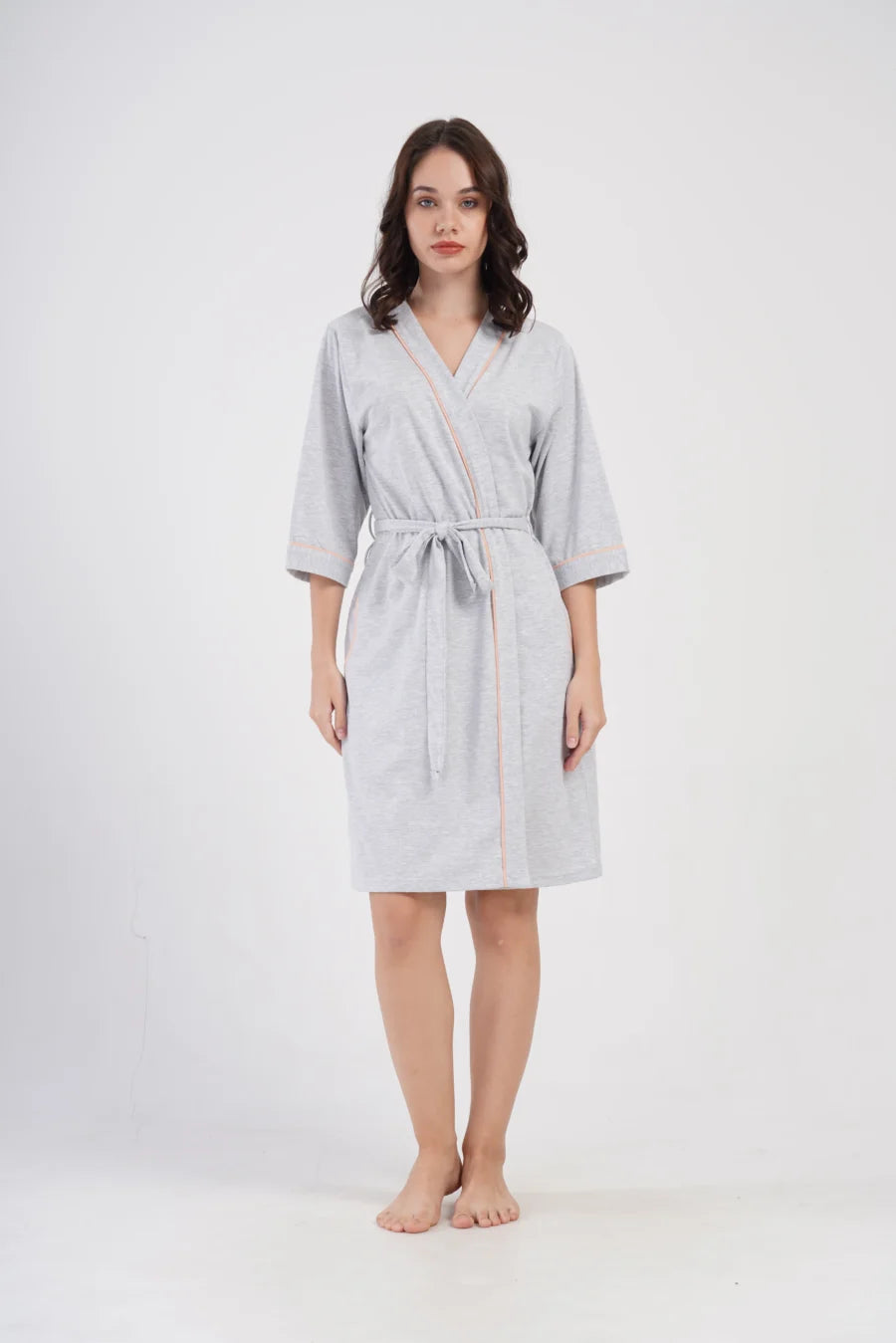 Szlafrok damski Vienetta Baby Peach, Szary, r. 1XL - 4XL