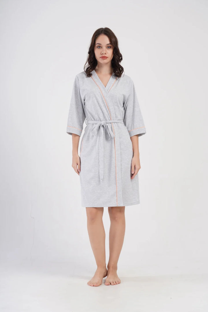 Szlafrok damski Vienetta Baby Peach, Szary, r. 1XL - 4XL