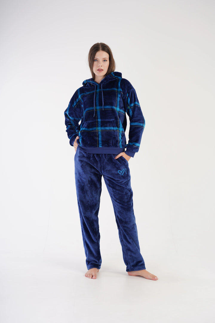 Piżama Damska Softowa Vienetta Comfy Cove, granatowa, r. S-XL