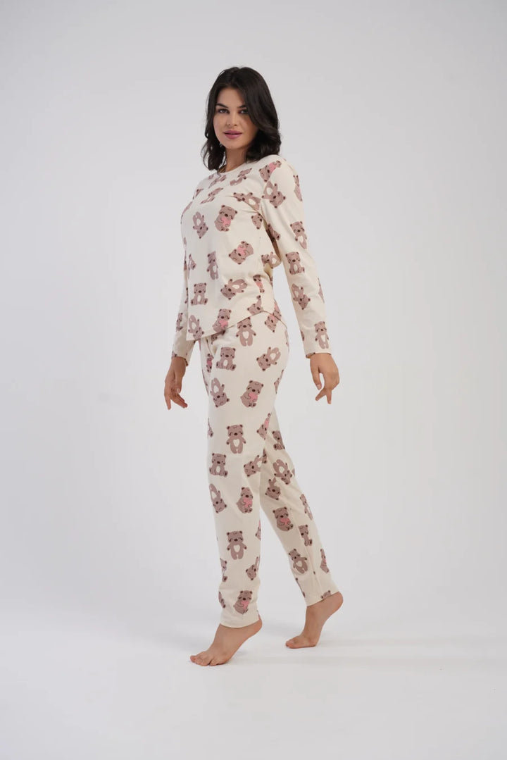 Piżama Damska Vienetta Sweet Bears, Beżowy, r. S-XL