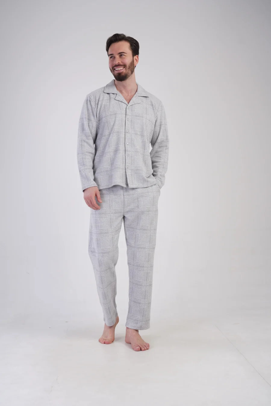 Piżama Męska Vienetta Grey Check, Szary, r. M-XXL
