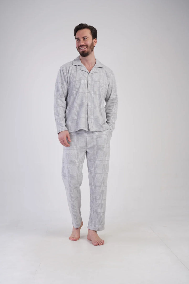 Piżama Męska Vienetta Grey Check, Szary, r. M-XXL