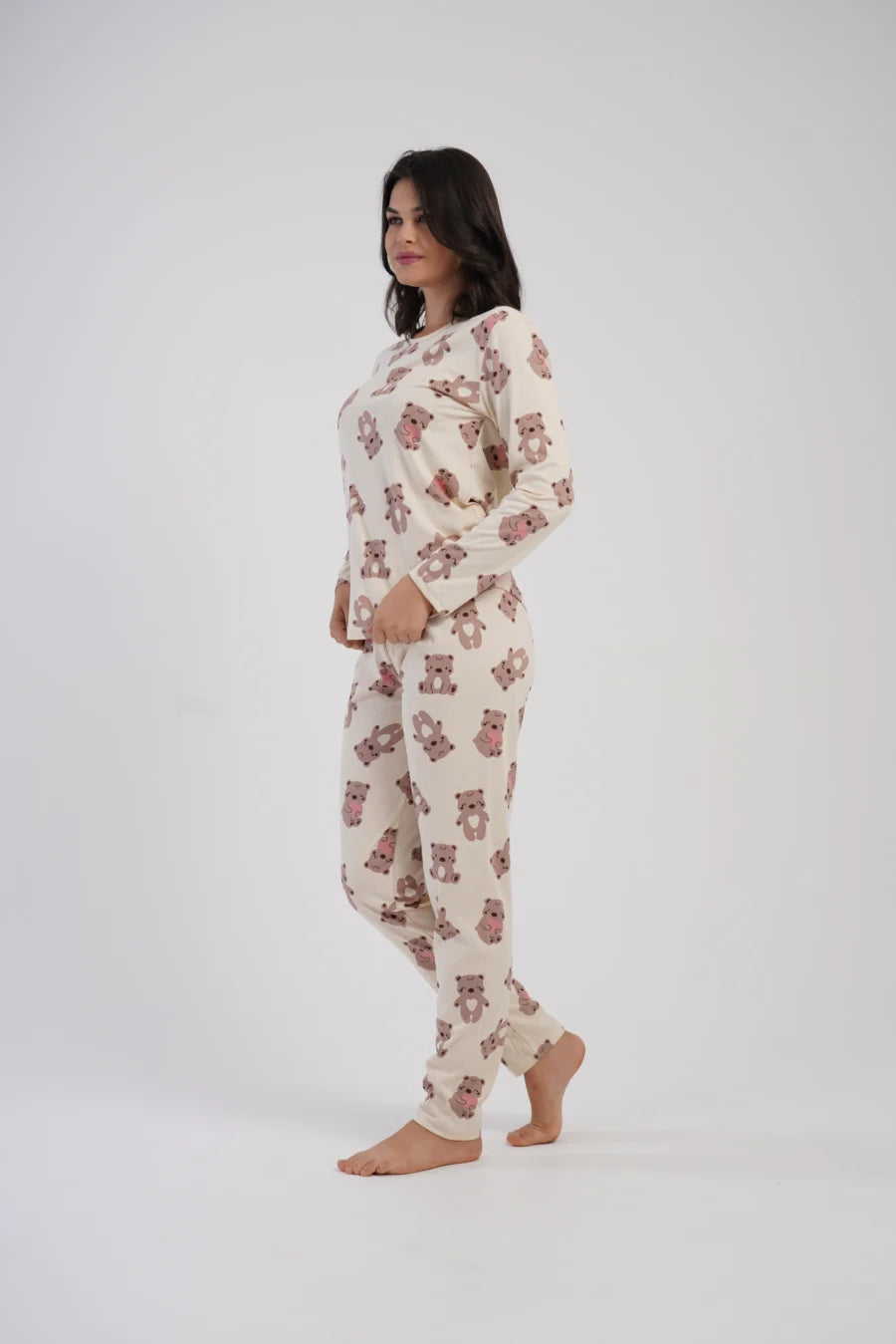 Piżama Damska Vienetta Sweet Bears, Beżowy, r. S-XL