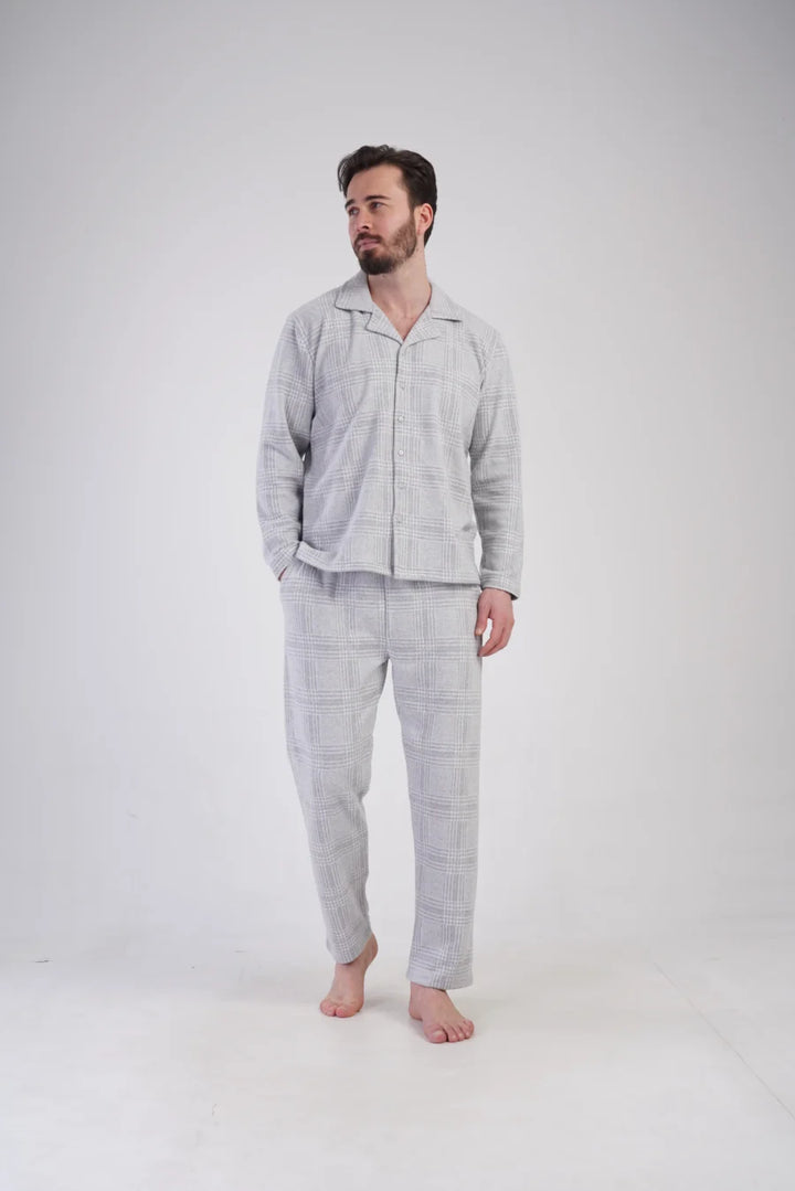 Piżama Męska Vienetta Grey Check, Szary, r. M-XXL