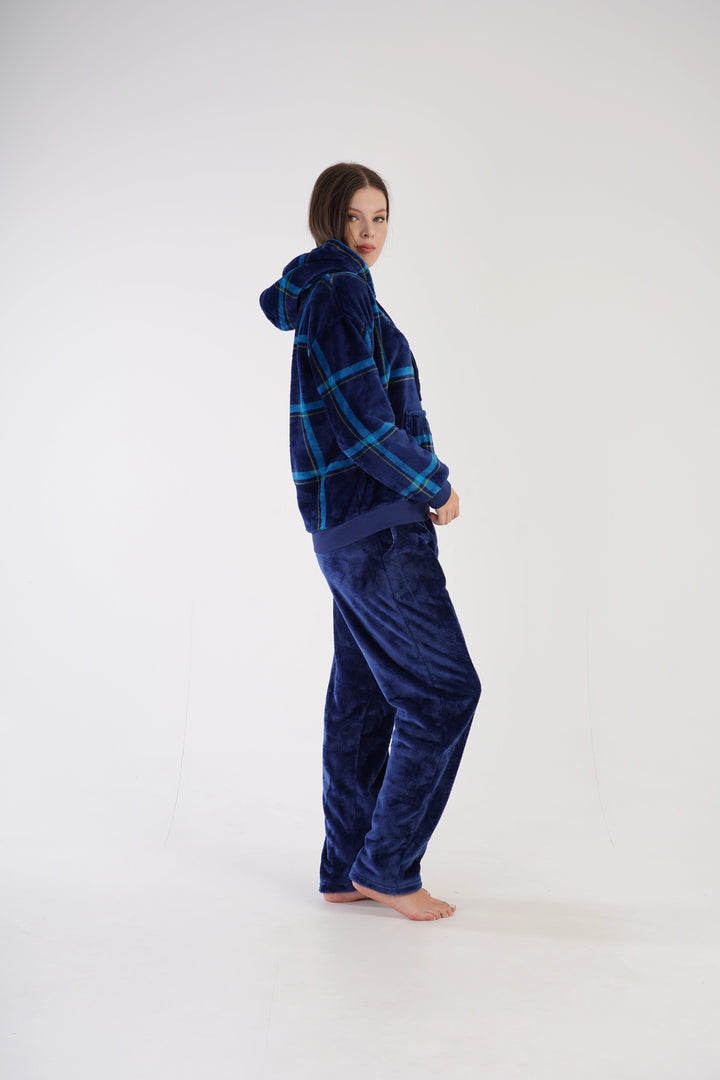 Piżama Damska Softowa Vienetta Comfy Cove, granatowa, r. S-XL