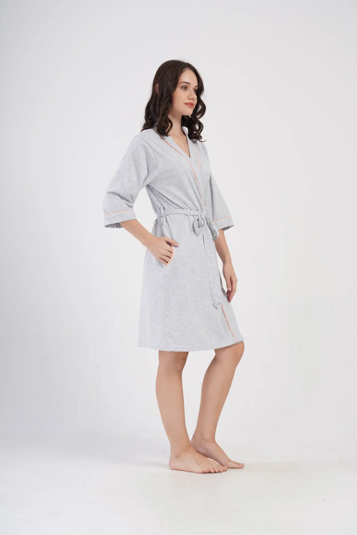 Szlafrok damski Vienetta Baby Peach, Szary, r. 1XL - 4XL