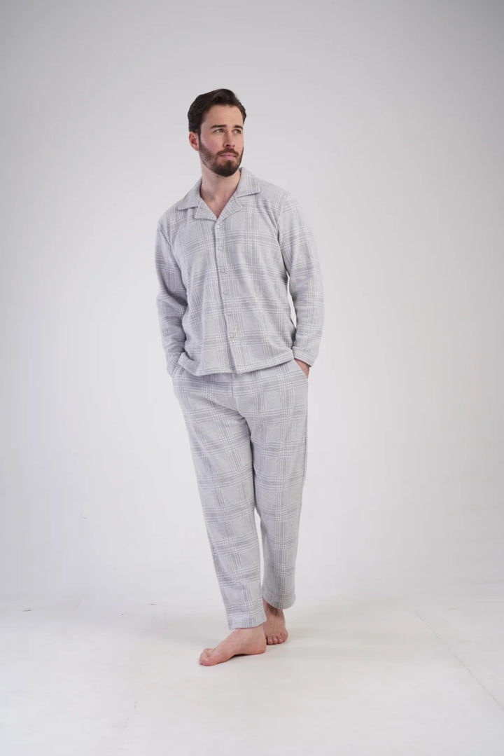 Piżama Męska Vienetta Grey Check, Szary, r. M-XXL