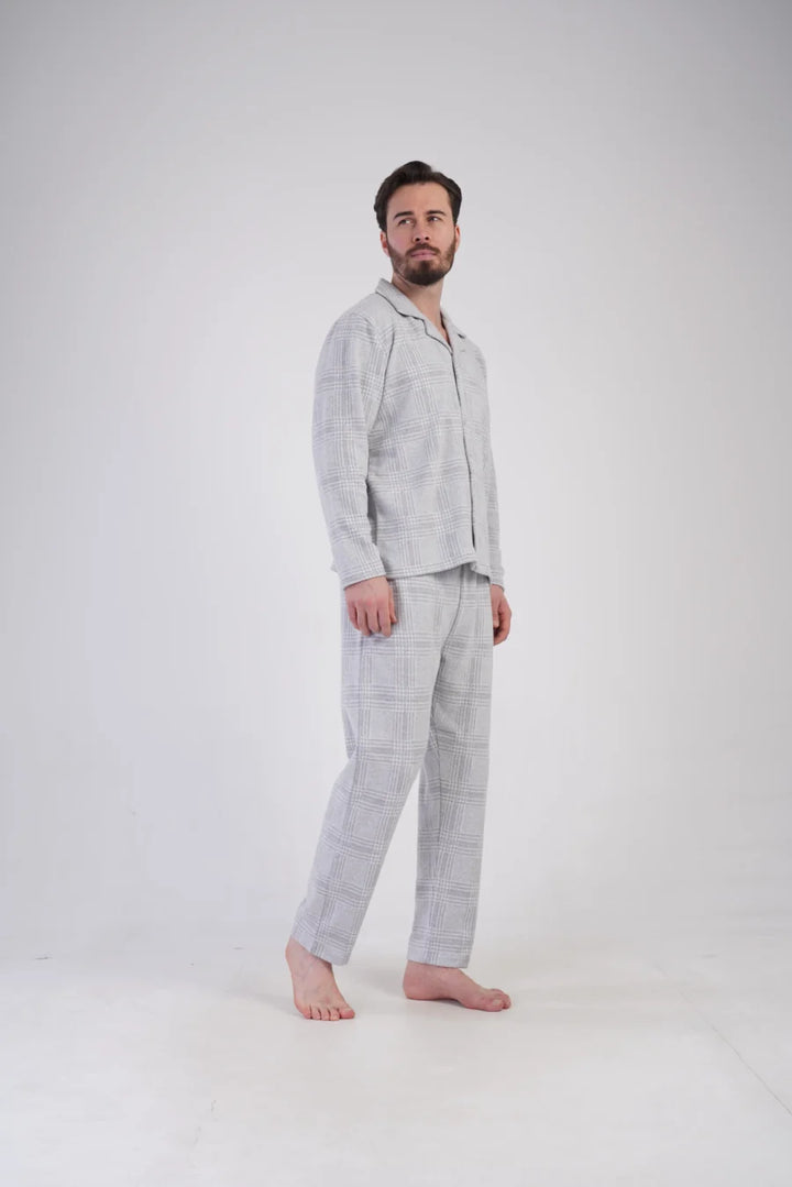Piżama Męska Vienetta Grey Check, Szary, r. M-XXL