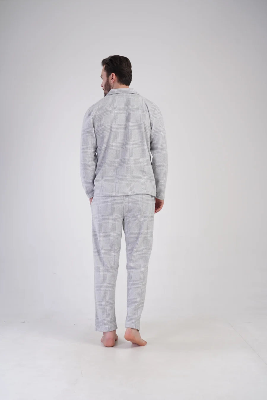 Piżama Męska Vienetta Grey Check, Szary, r. M-XXL