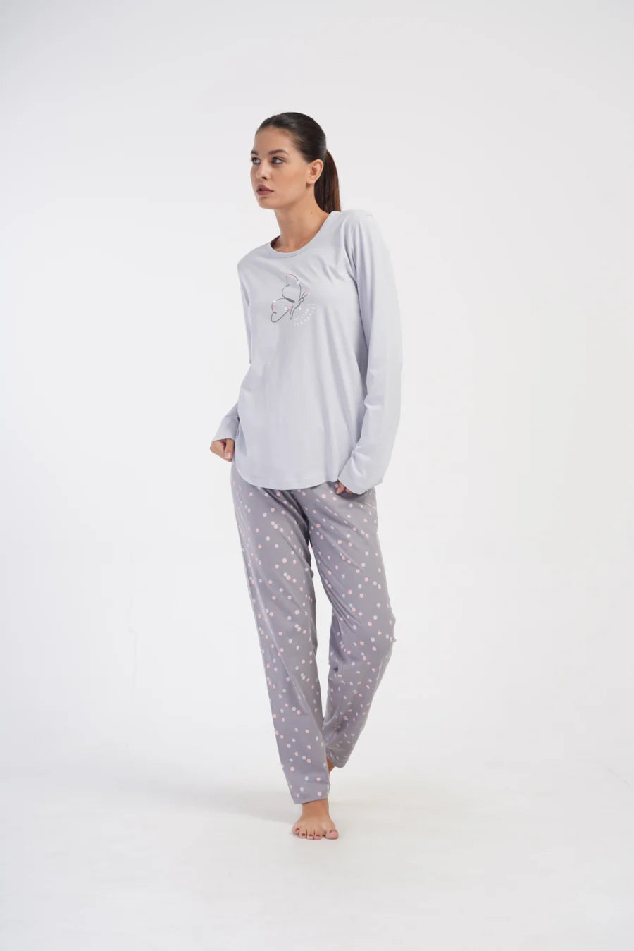 Piżama Damska Vienetta Butterfly, Szary, r. 5XL-7XL