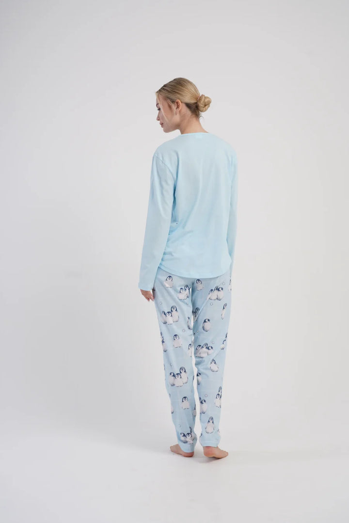 Piżama Damska Vienetta Blue Penguin, Niebieski, r. S-XL