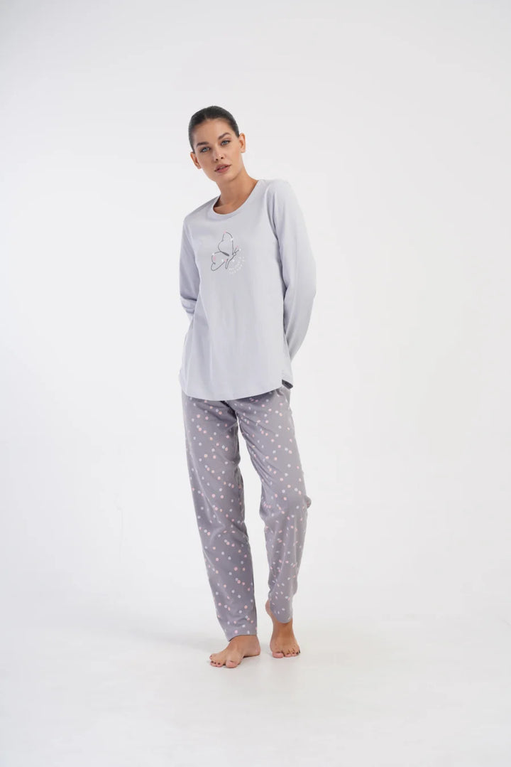 Piżama Damska Vienetta Butterfly, Szary, r. 5XL-7XL