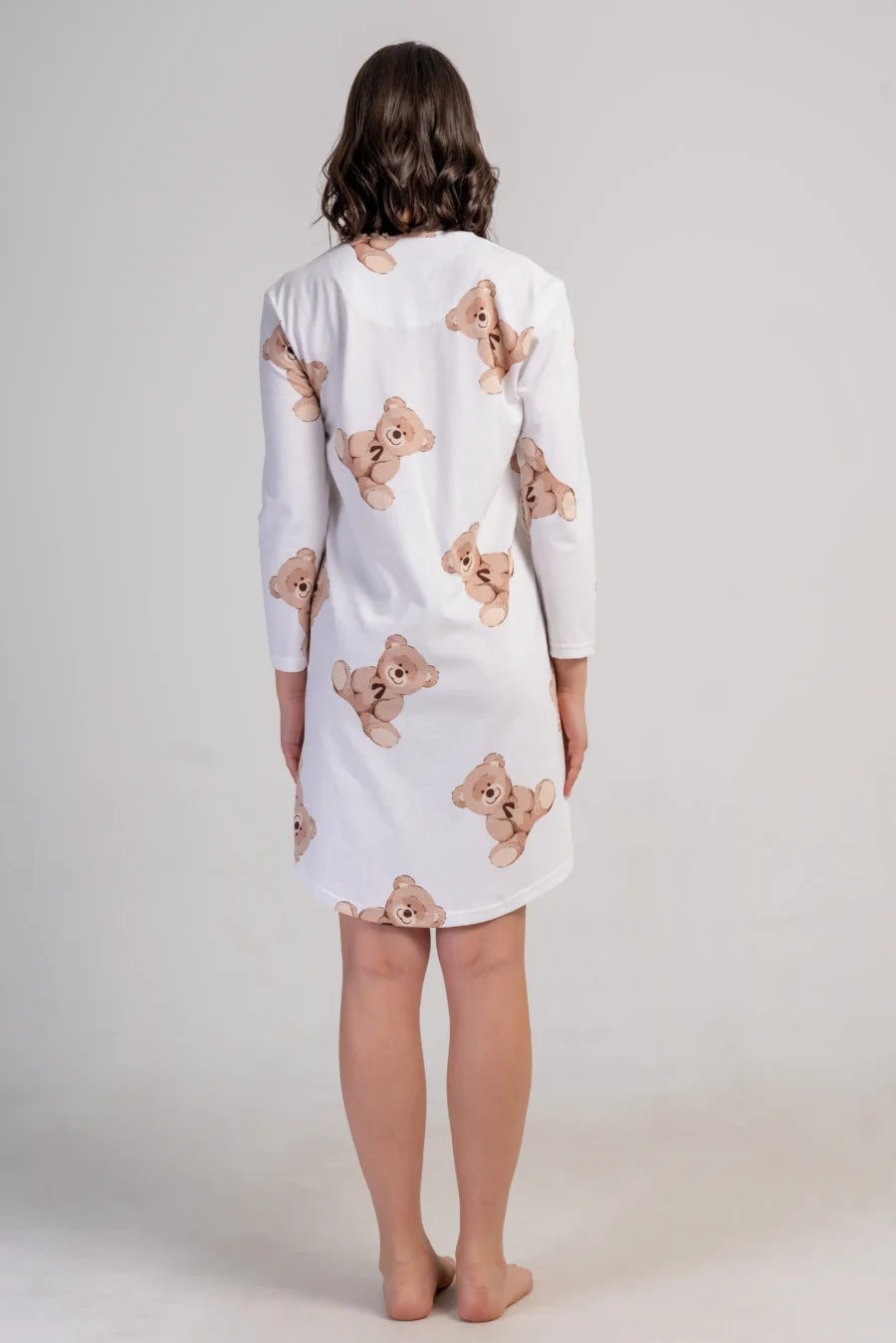 Koszula Nocna Damska Vienetta, Bear Dreams, Biały, r. M - XXL